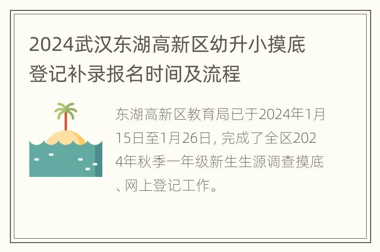 2024武汉东湖高新区幼升小摸底登记补录报名时间及流程