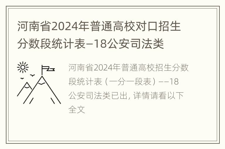 河南省2024年普通高校对口招生分数段统计表—18公安司法类