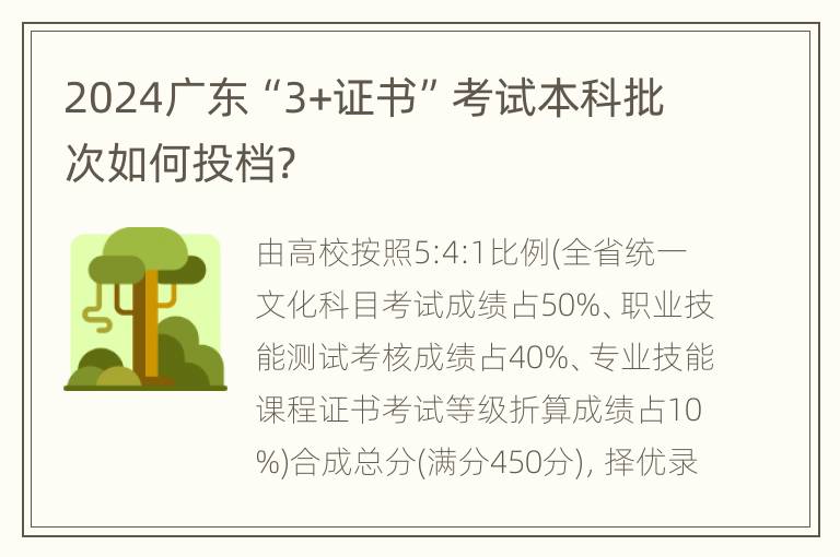 2024广东“3+证书”考试本科批次如何投档?