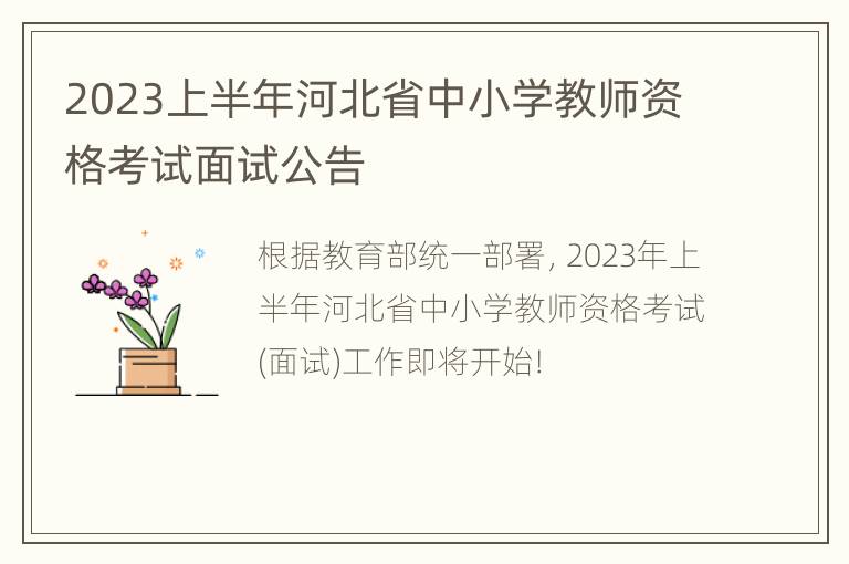 2023上半年河北省中小学教师资格考试面试公告