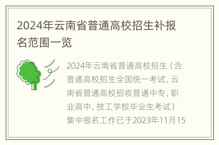 2024年云南省普通高校招生补报名范围一览