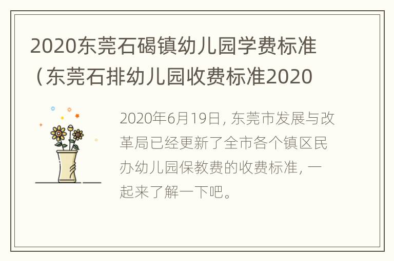 2020东莞石碣镇幼儿园学费标准（东莞石排幼儿园收费标准2020）