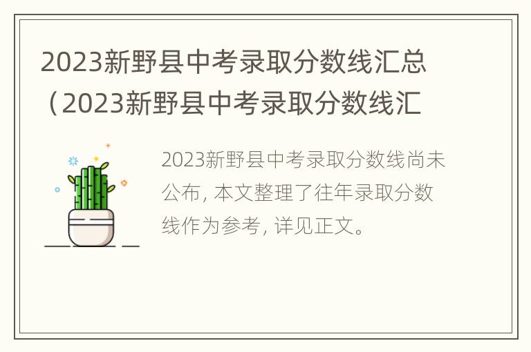 2023新野县中考录取分数线汇总（2023新野县中考录取分数线汇总表格）