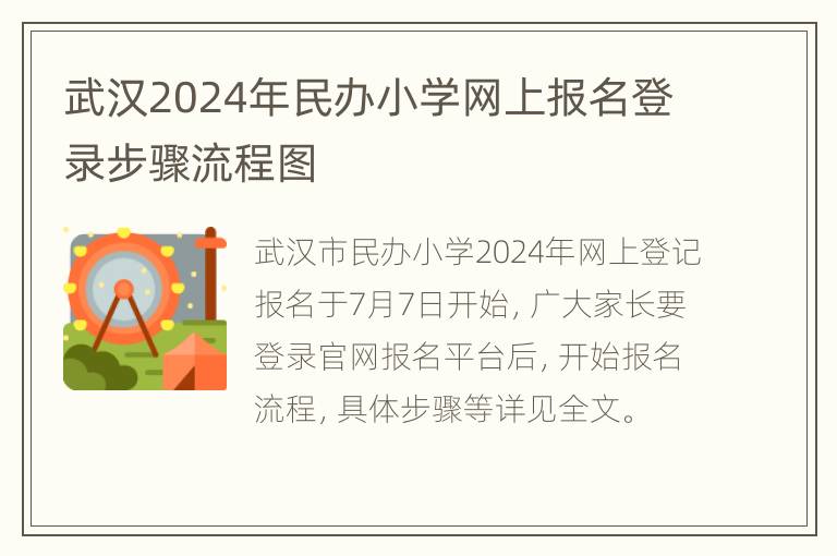 武汉2024年民办小学网上报名登录步骤流程图