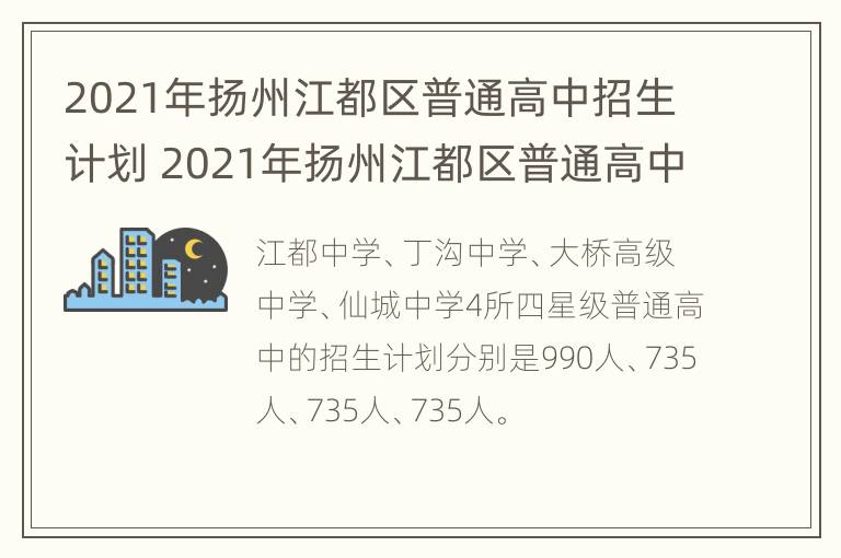 2021年扬州江都区普通高中招生计划 2021年扬州江都区普通高中招生计划人数