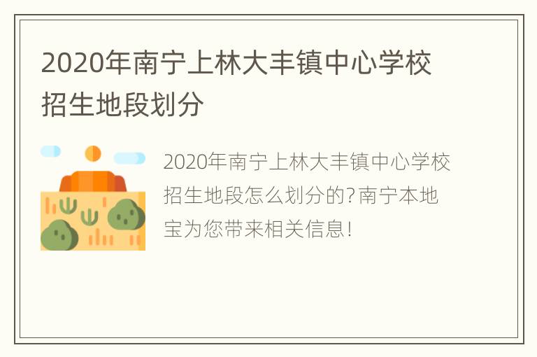 2020年南宁上林大丰镇中心学校招生地段划分