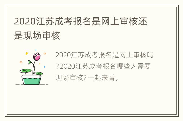 2020江苏成考报名是网上审核还是现场审核