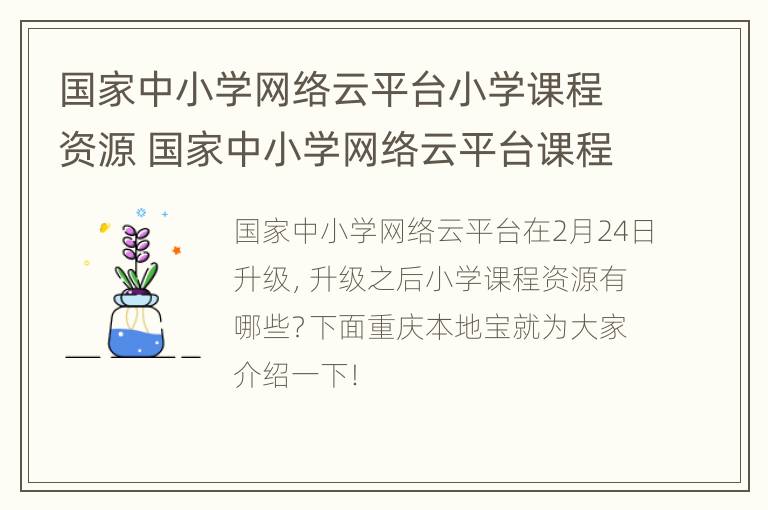 国家中小学网络云平台小学课程资源 国家中小学网络云平台课程下载