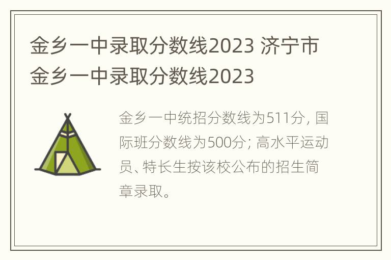 金乡一中录取分数线2023 济宁市金乡一中录取分数线2023