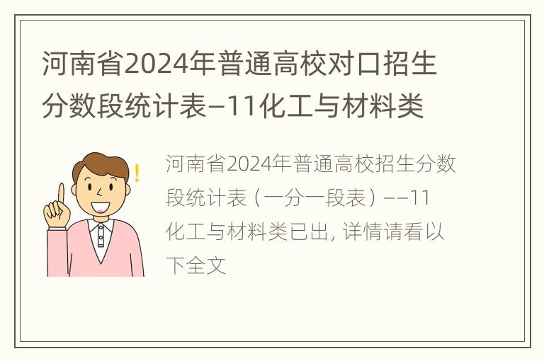 河南省2024年普通高校对口招生分数段统计表—11化工与材料类