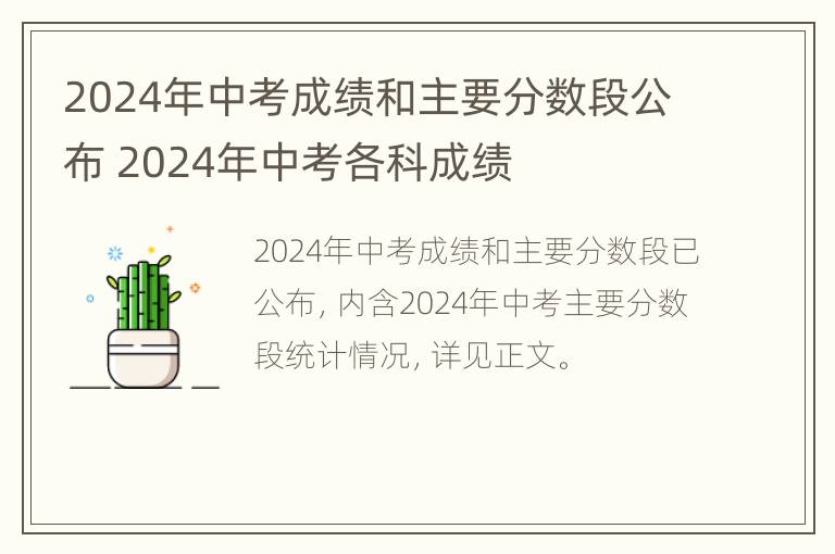 2024年中考成绩和主要分数段公布 2024年中考各科成绩