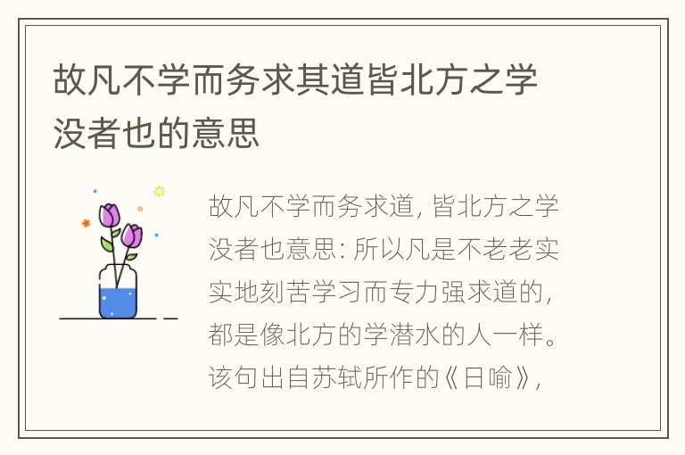 故凡不学而务求其道皆北方之学没者也的意思