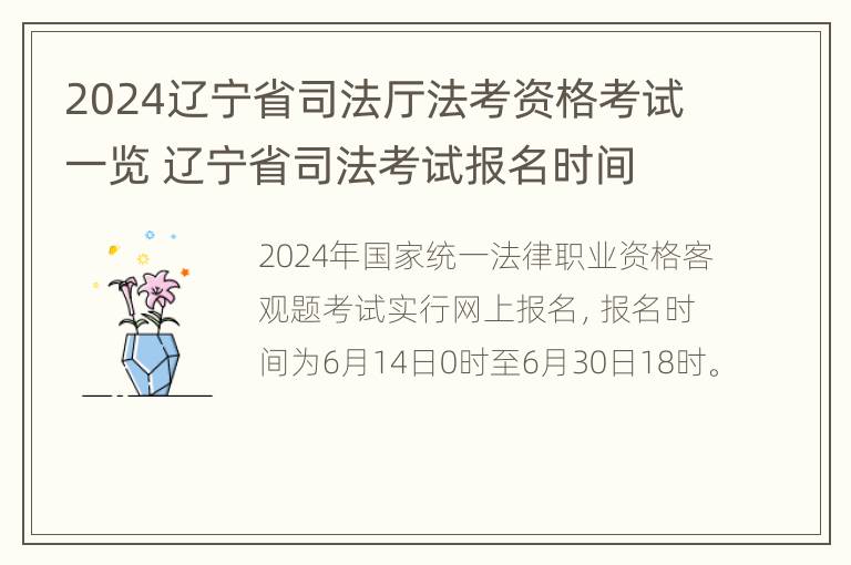 2024辽宁省司法厅法考资格考试一览 辽宁省司法考试报名时间