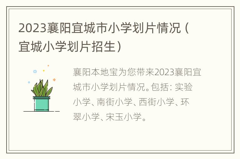 2023襄阳宜城市小学划片情况（宜城小学划片招生）