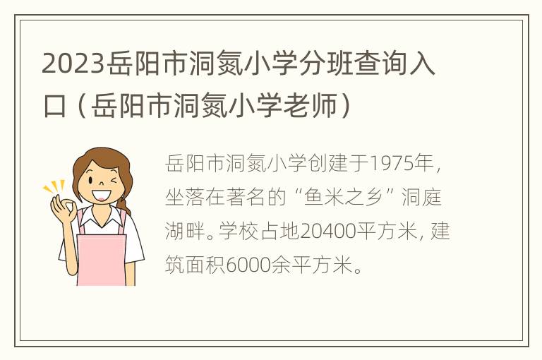 2023岳阳市洞氮小学分班查询入口（岳阳市洞氮小学老师）