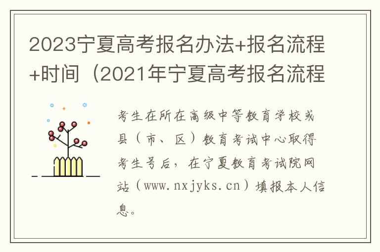 2023宁夏高考报名办法+报名流程+时间（2021年宁夏高考报名流程）