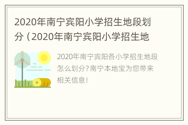 2020年南宁宾阳小学招生地段划分（2020年南宁宾阳小学招生地段划分情况）