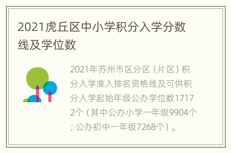 2021虎丘区中小学积分入学分数线及学位数