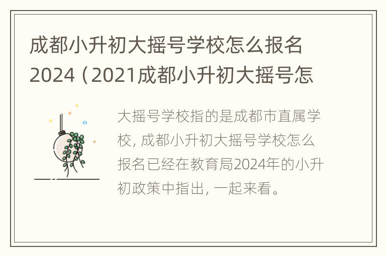 成都小升初大摇号学校怎么报名2024（2021成都小升初大摇号怎么报名）