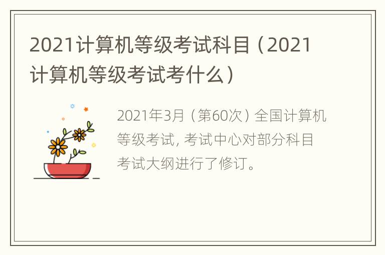 2021计算机等级考试科目（2021计算机等级考试考什么）