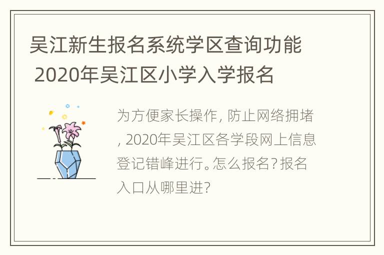 吴江新生报名系统学区查询功能 2020年吴江区小学入学报名