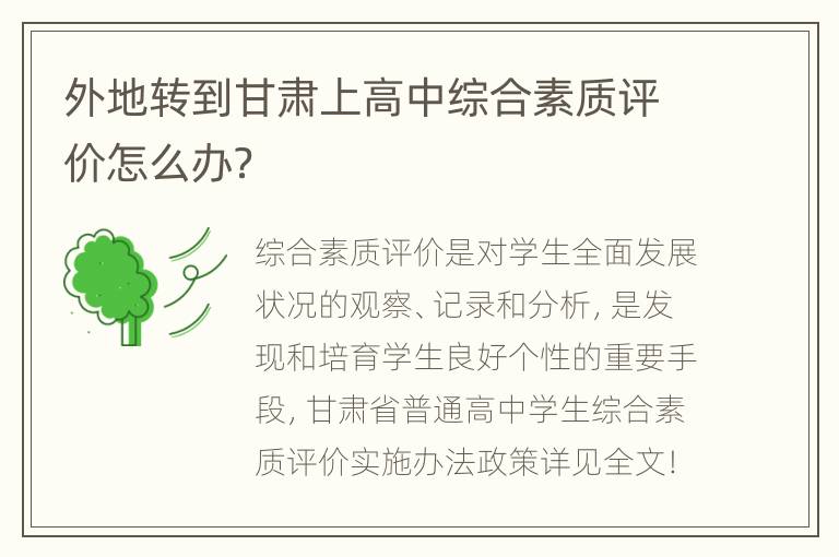 外地转到甘肃上高中综合素质评价怎么办？