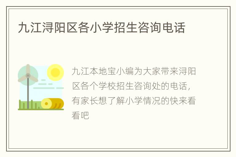 九江浔阳区各小学招生咨询电话