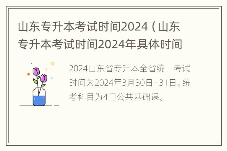 山东专升本考试时间2024（山东专升本考试时间2024年具体时间）