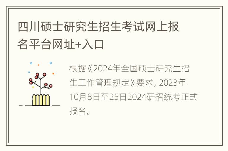 四川硕士研究生招生考试网上报名平台网址+入口