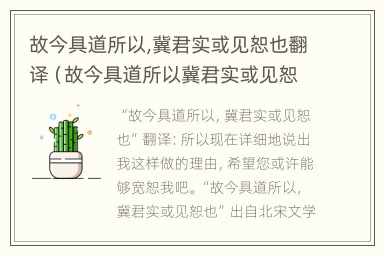 故今具道所以,冀君实或见恕也翻译（故今具道所以冀君实或见恕也的意思）