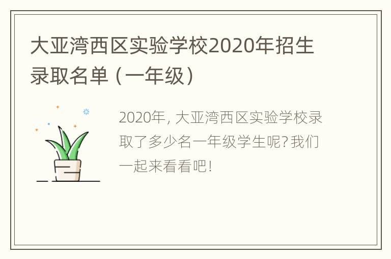 大亚湾西区实验学校2020年招生录取名单（一年级）