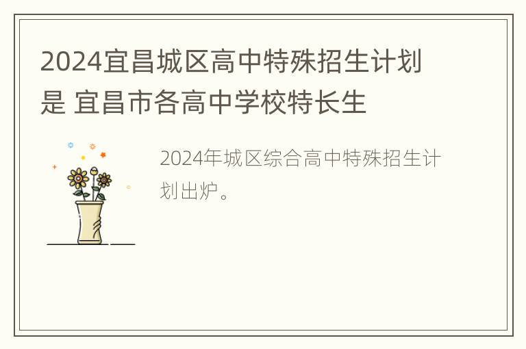 2024宜昌城区高中特殊招生计划是 宜昌市各高中学校特长生