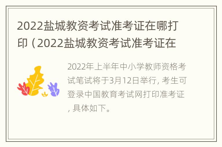 2022盐城教资考试准考证在哪打印（2022盐城教资考试准考证在哪打印啊）