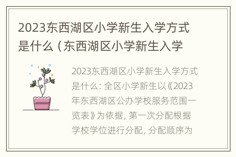 2023东西湖区小学新生入学方式是什么（东西湖区小学新生入学服务系统）