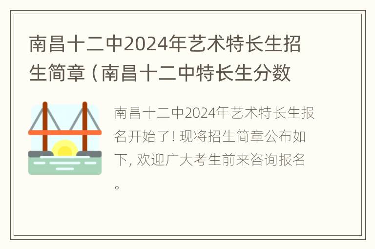 南昌十二中2024年艺术特长生招生简章（南昌十二中特长生分数线）