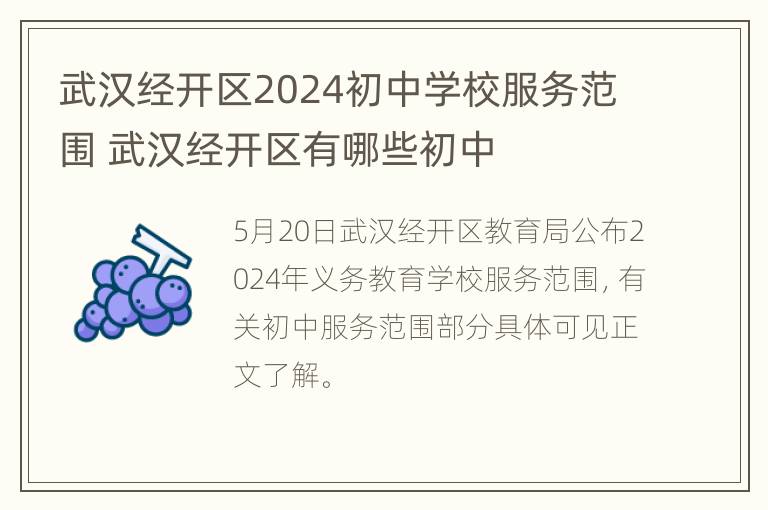 武汉经开区2024初中学校服务范围 武汉经开区有哪些初中