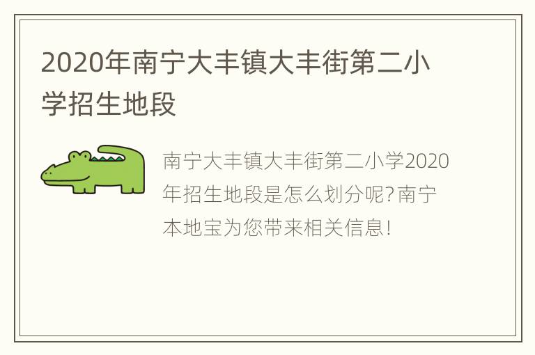 2020年南宁大丰镇大丰街第二小学招生地段