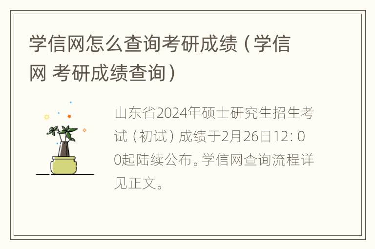 学信网怎么查询考研成绩（学信网 考研成绩查询）