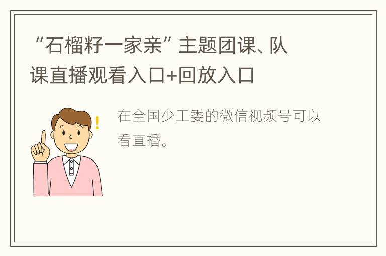 “石榴籽一家亲”主题团课、队课直播观看入口+回放入口