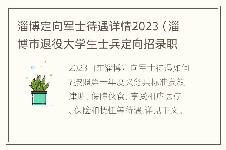 淄博定向军士待遇详情2023（淄博市退役大学生士兵定向招录职位）