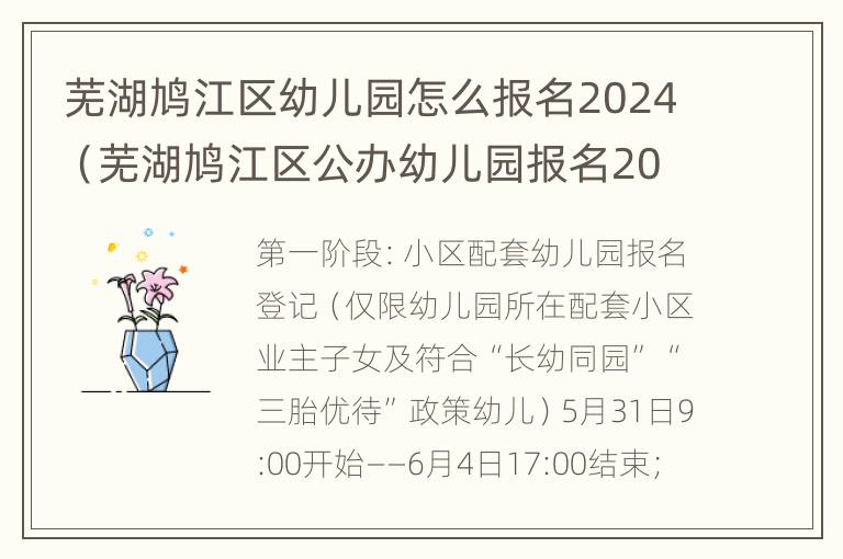 芜湖鸠江区幼儿园怎么报名2024（芜湖鸠江区公办幼儿园报名2021）