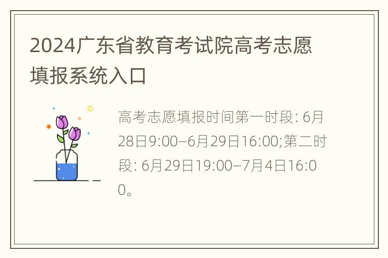 2024广东省教育考试院高考志愿填报系统入口