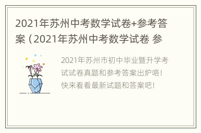 2021年苏州中考数学试卷+参考答案（2021年苏州中考数学试卷 参考答案及解析）