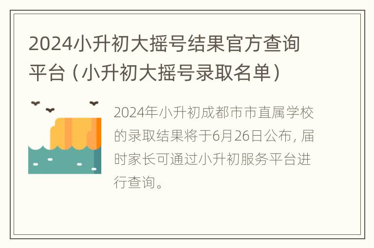 2024小升初大摇号结果官方查询平台（小升初大摇号录取名单）