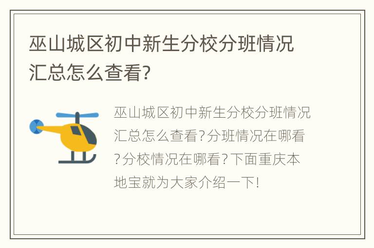 巫山城区初中新生分校分班情况汇总怎么查看？