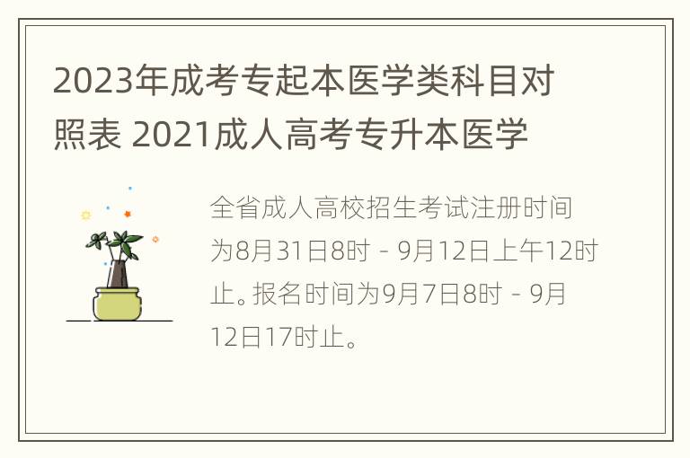 2023年成考专起本医学类科目对照表 2021成人高考专升本医学