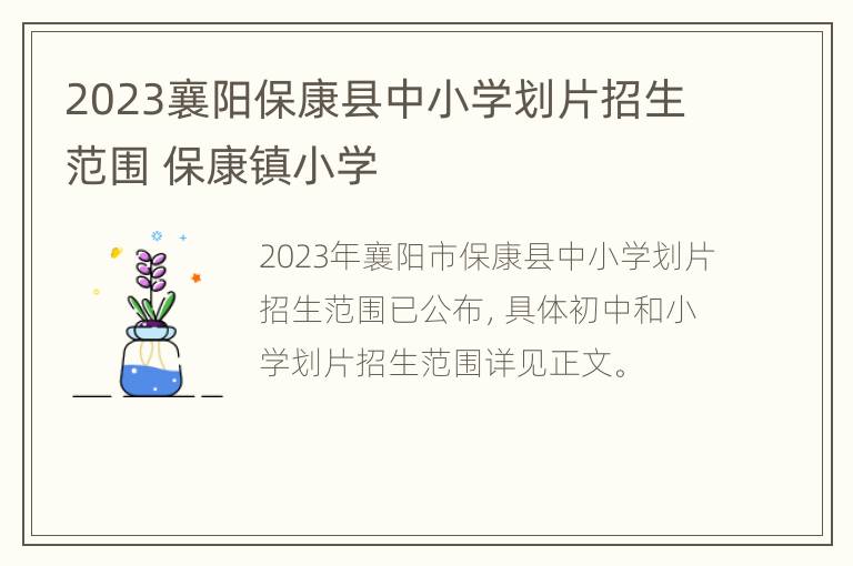 2023襄阳保康县中小学划片招生范围 保康镇小学