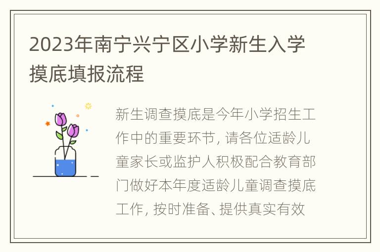 2023年南宁兴宁区小学新生入学摸底填报流程