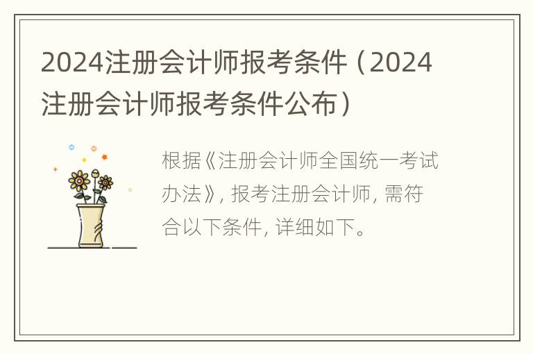 2024注册会计师报考条件（2024注册会计师报考条件公布）