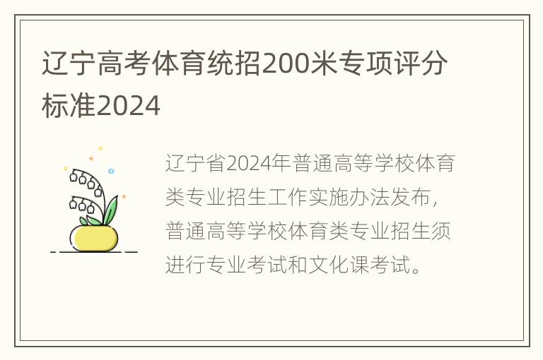 辽宁高考体育统招200米专项评分标准2024